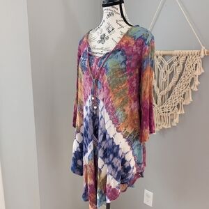 2/$20 Multicolor Tie-Dye Women's Top Boho Small Medium Tunic